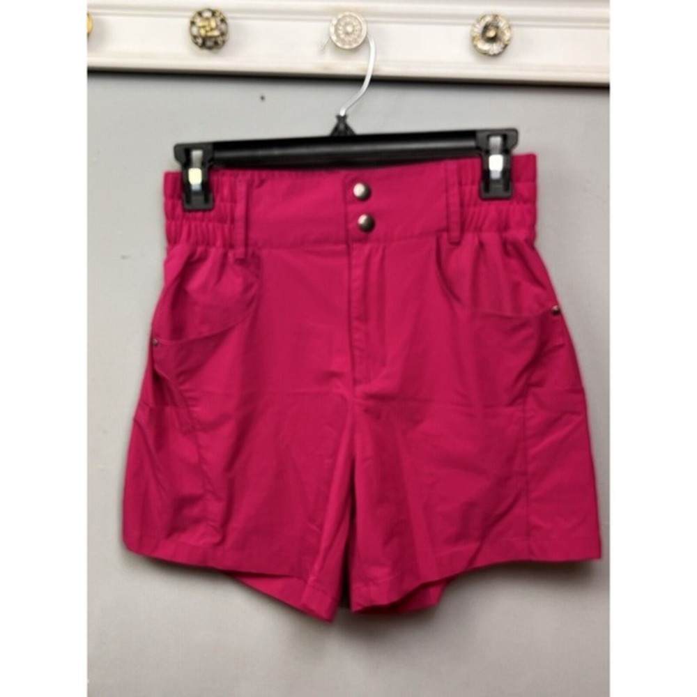 Viodia Womens Pink Hiking Shorts High Rise Elastic‎ Waist Multi-Pocket Size XS